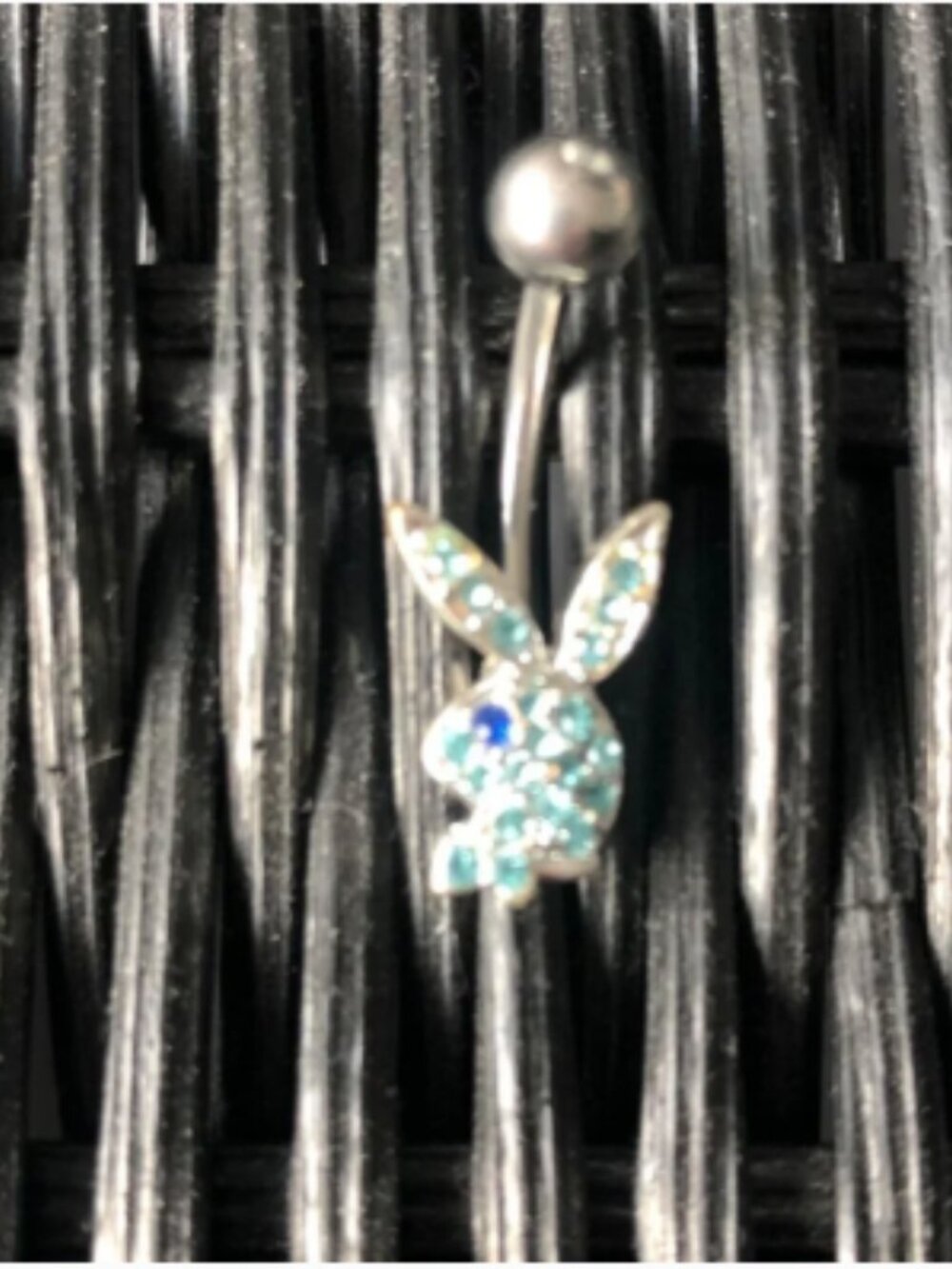 playboy bunny crystal aqua blue eye belly button navel ring